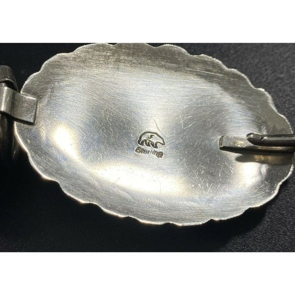 Native American Navajo JF Sterling Silver Black Onyx Belt Vtg Heavy Signed - Picture 2 of 12